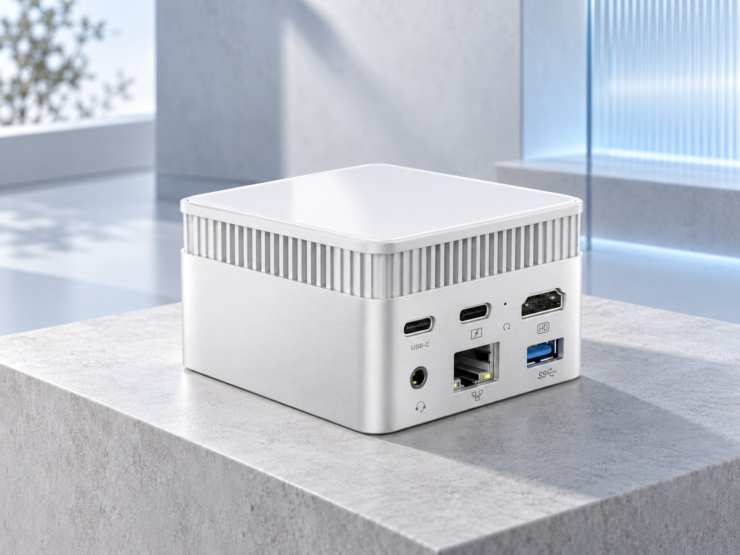 KinCube compact local AI device, front ports