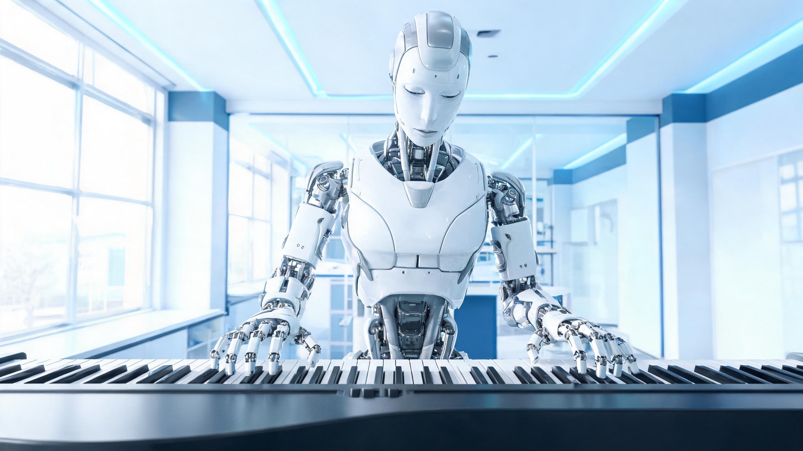 Humanoid robot playing a keyboard